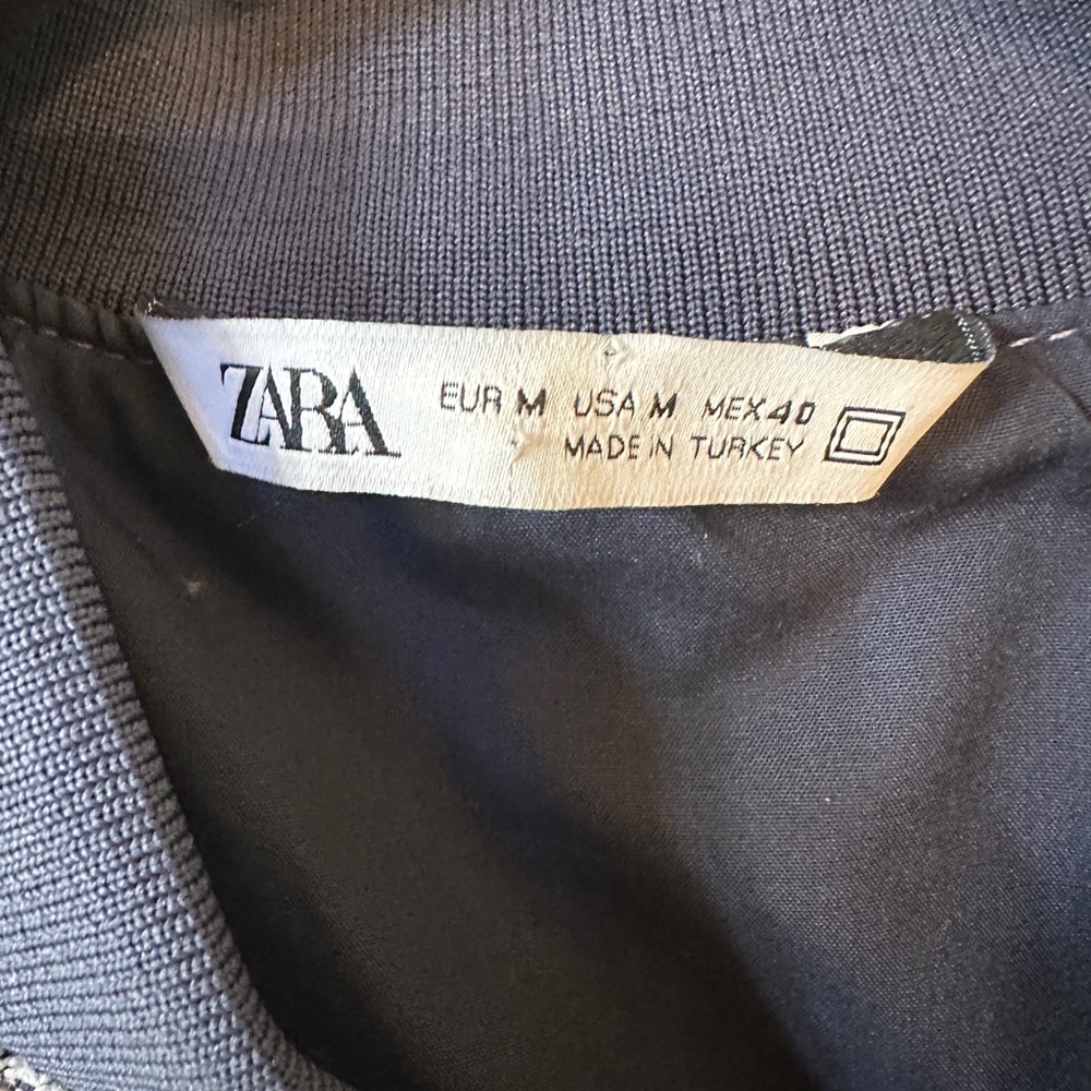 Zara Geometric Pattern Bomber Jacket Medium - image 3